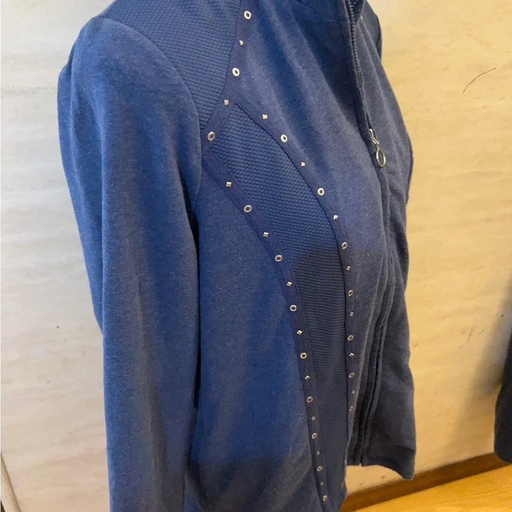 Alfred Dunner Blue Studded Track Pants & Jacket Set